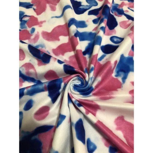 Boho Tie Dye Spaghetti Strap Maxi Dress Blue Pink White - Picture 5 of 8